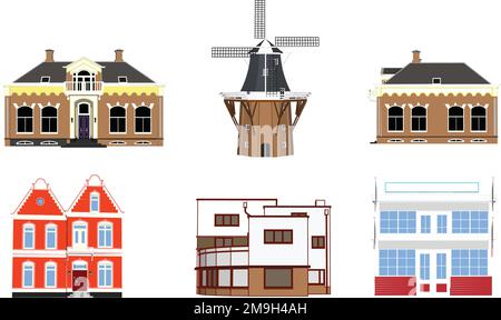 Wild west architecture. Saloon, hotel and sheriff. Facade of wooden house. Old american city. Isolated illustration in cartoon style Stock Vector