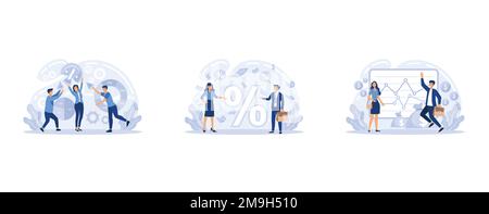 Dividend income and financial profitability. Return on investment chart, budget fund plan, revenue increase, accounting report, money bag income, pens Stock Vector