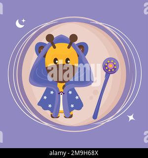 Isolated cute giraffe on wizard costume Vector Stock Vector