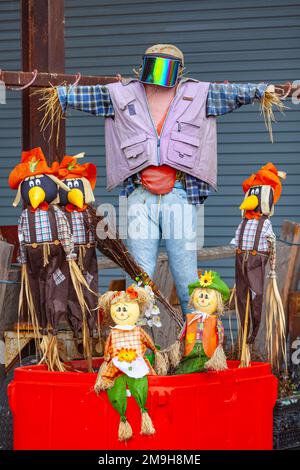 Harvest themed display in Steveston British Columbia Canada Stock Photo