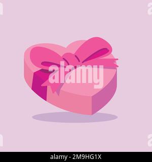 valentines day gift flat vector illustration. Cute gift valentine illustration. cute chocolate illustration. Stock Vector
