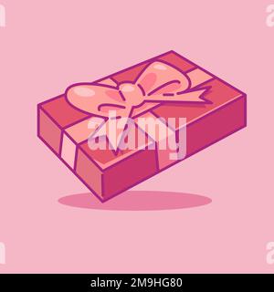 valentines day gift flat vector illustration. Cute gift valentine illustration. cute chocolate illustration. Stock Vector