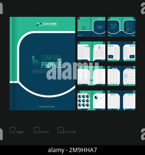cyan colored simple vector company profile Stock Vector