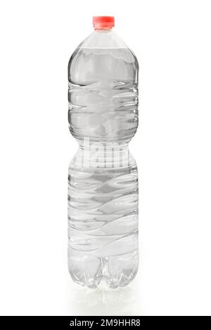 Bottle of water with pink cap, 2 liter pet plastic bottle isolated on white with clipping path Stock Photo