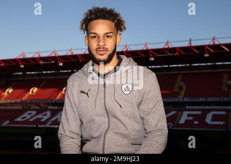 Barry Cotter signs for Barnsley on a 3.5 year deal at Oakwell, Barnsley, United Kingdom, 18th January 2023  (Photo by Mark Cosgrove/News Images) Stock Photo