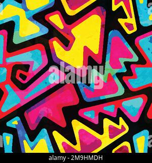psychedelic colored seamless pattern with grunge effect Stock Vector