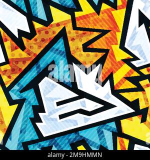 bright graffiti geometric seamless pattern Stock Vector