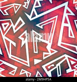 red graffiti seamless pattern with grunge effect Stock Vector