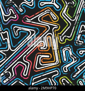 graffiti maze seamless pattern with grunge effect Stock Vector