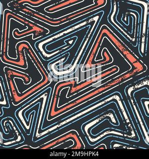 grunge curve seamless pattern Stock Vector