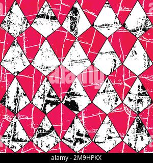 retro red mosaic seamless pattern with grunge effect Stock Vector