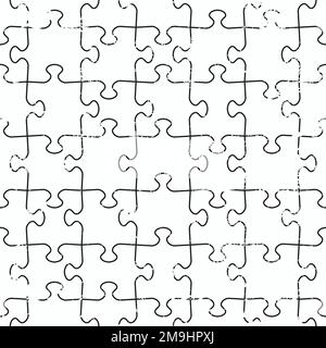 monochrome puzzle seamless texture with grunge effect Stock Vector
