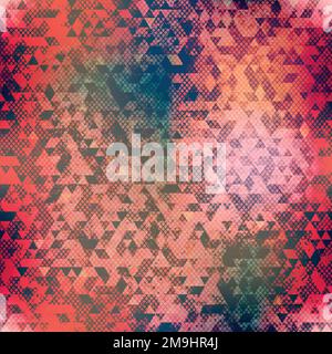 abstract red triangle seamless pattern with grunge effect Stock Vector