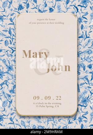 Editable invitation card template vector with watercolor peacocks and flowers illustration Stock Vector