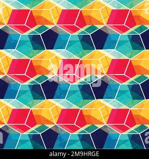 vintage mosaic seamless pattern with grunge effect Stock Vector