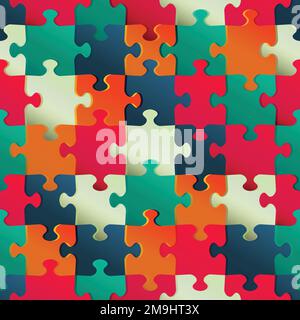 multicolor puzzle seamless pattern Stock Vector