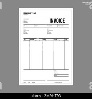 Template of unfill paper tax invoice form Stock Vector