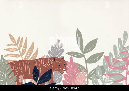 Animal pattern side border vector earth tone jungle background Stock Vector