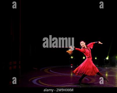 London, Britain. 17th Jan, 2023. An actress performs during a gala of the Chinese Students and Scholars Association UK (CSSAUK) celebrating the Chinese Lunar New Year in London, Britain, Jan. 17, 2023. Credit: Li Ying/Xinhua/Alamy Live News Stock Photo