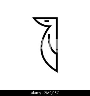 Penguin icon in line art style for print and design. Vector illustration. Stock Vector