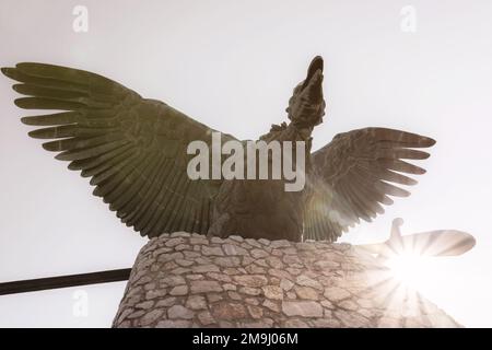 Turul monument photographed from below, one of the largest bird ...