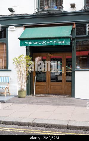 Exterior of the Groucho Club, a private members' club on Dean Street, Soho, London, England, UK Stock Photo