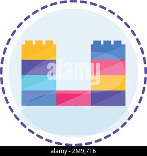 Isolated colored building block toy icon Flat design Vector Stock Vector
