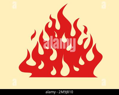 stylized fire, flames. Red color. fires and high temperatures, the elements Stock Vector