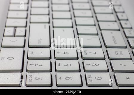 computer keyboard zoom showing letters and numbers Stock Photo