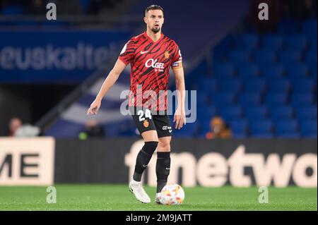 Martin Valjent of RCD Mallorca during the Copa del Rey match between Real Sociedad and RCD Mallorca at Reale Arena Stadium on January 17, 2023, in San Stock Photo