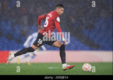Rodrigo Battaglia of RCD Mallorca during the Copa del Rey match between Real Sociedad and RCD Mallorca at Reale Arena Stadium on January 17, 2023, in Stock Photo