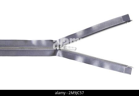 Zipper isolated on white background.. Zipper and lock Close up. Stock Photo