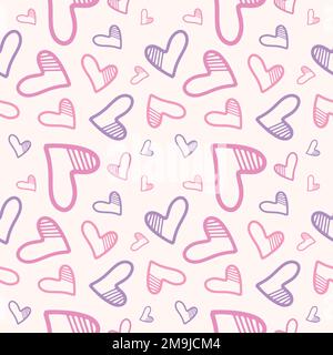 Valentine's seamless pattern vector doodle background digital paper illustration for web and print Stock Vector