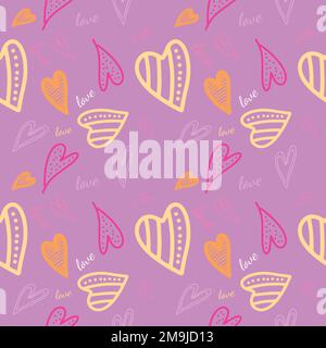 Valentine's seamless pattern vector doodle background digital paper illustration for web and print Stock Vector
