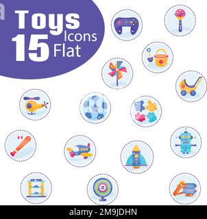 Set of colored toys icons Flat design Vector Stock Vector
