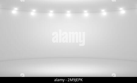 White abstract studio background, empty room, lights. 3d render Stock Photo