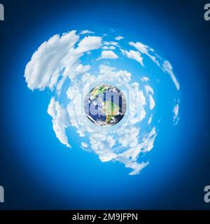 Abstract spheric picture of planet earth and clouds Stock Photo