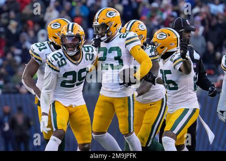 Chicago Bears' N'Keal Harry catches a pass in front of Green Bay Packers'  Jaire Alexander during the second half of an NFL football game Sunday, Dec.  4, 2022, in Chicago. (AP Photo/Nam