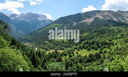 Panoramic of Bujaruelo in the Aragonese Pyrenees Stock Photo