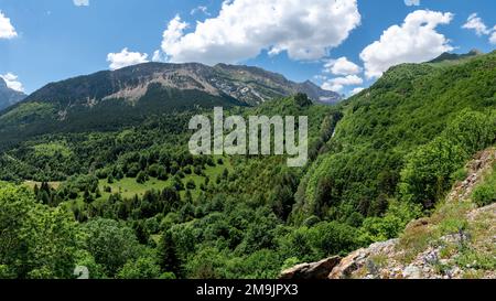 Panoramic of Bujaruelo in the Aragonese Pyrenees Stock Photo