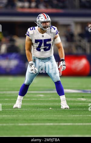 Dallas Cowboys offensive tackle Josh Ball (75) is seen during the first  half of an NFL football game against the Jacksonville Jaguars, Saturday,  Aug. 12, 2023, in Arlington, Texas. Jacksonville won 28-23. (