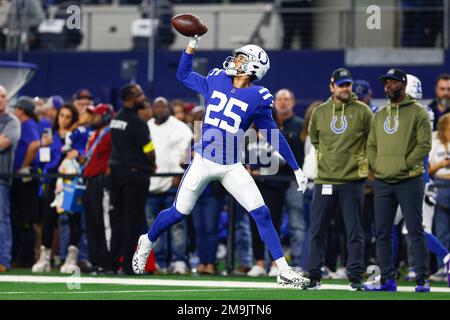 Indianapolis Colts defensive back Rodney Thomas II (25) drops into pass  coverage during an NFL football game against the Houston Texans, Sunday, Jan.  8, 2023, in Indianapolis. (AP Photo/Zach Bolinger Stock Photo - Alamy