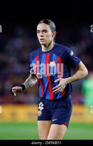 BARCELONA - DEC 21: Mapi Leon in action during the UEFA Women's Champions League match between FC Barcelona and FC Rosengard at the Spotify Camp Nou S Stock Photo