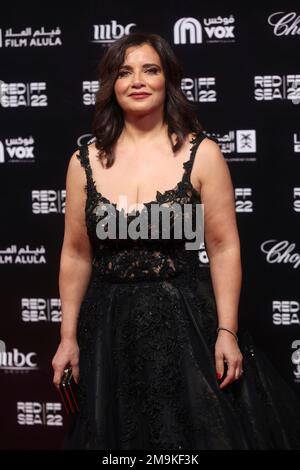 Lara Saba poses for photographers upon arrival for the film 'All Roads