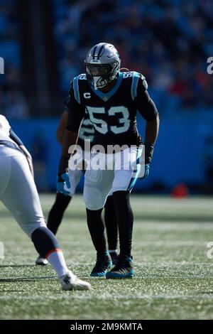 Carolina Panthers defensive end Brian Burns (53) on defense during an NFL  football game against the Carolina Panthers, Sunday, Oct. 9, 2022, in  Charlotte, N.C. (AP Photo/Brian Westerholt Stock Photo - Alamy