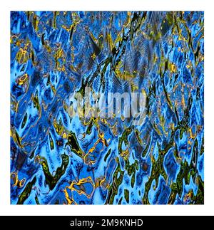 Abstract photograph of blue ripples and reflections in water Stock Photo
