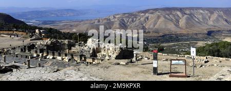 View over the Nymphaeum of Umm Qais town, Jordan, Middle East Stock Photo