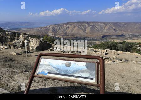 View over the Nymphaeum of Umm Qais town, Jordan, Middle East Stock Photo