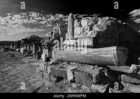 View over the Nymphaeum of Umm Qais town, Jordan, Middle East Stock Photo