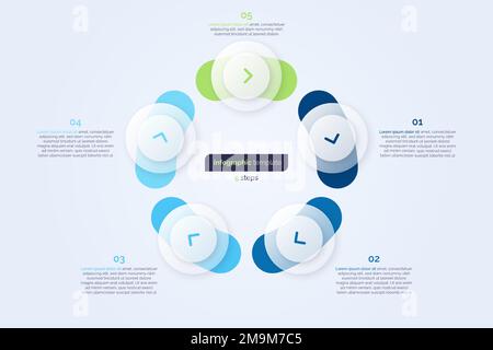 Five option circle infographic design template. Vector illustration Stock Vector